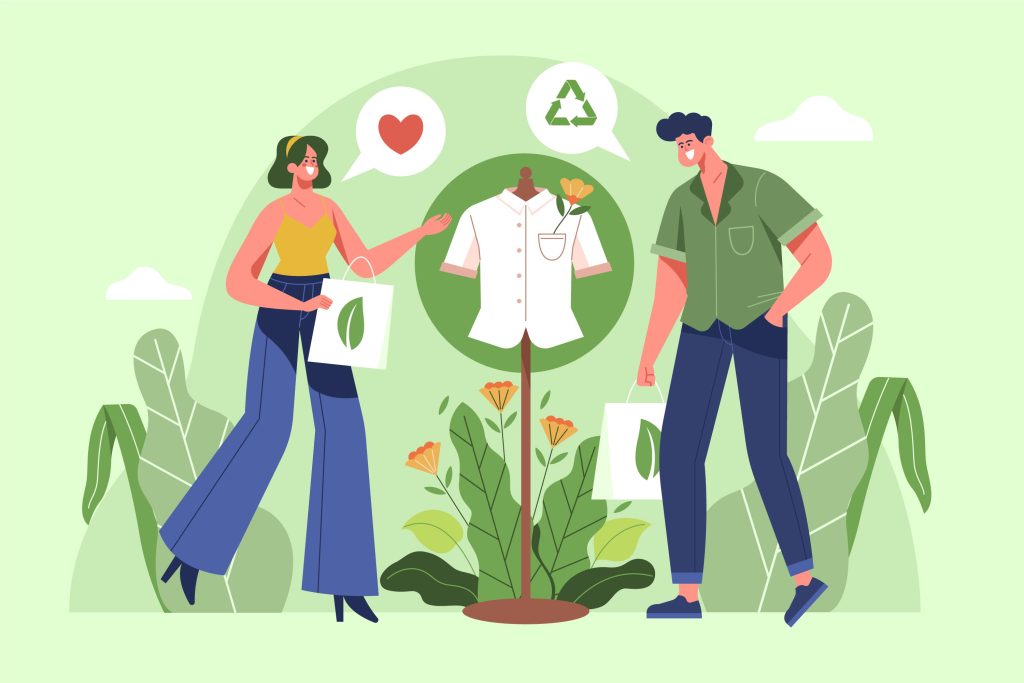 Flat design illustration sustainable fashion concept
