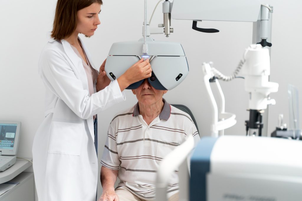 old man taking eye care services in Malaysia